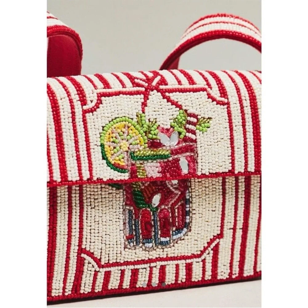 Anthropologie Fiona Beaded Bag Food Drink Edition New With Tags - Picture 3 of 3